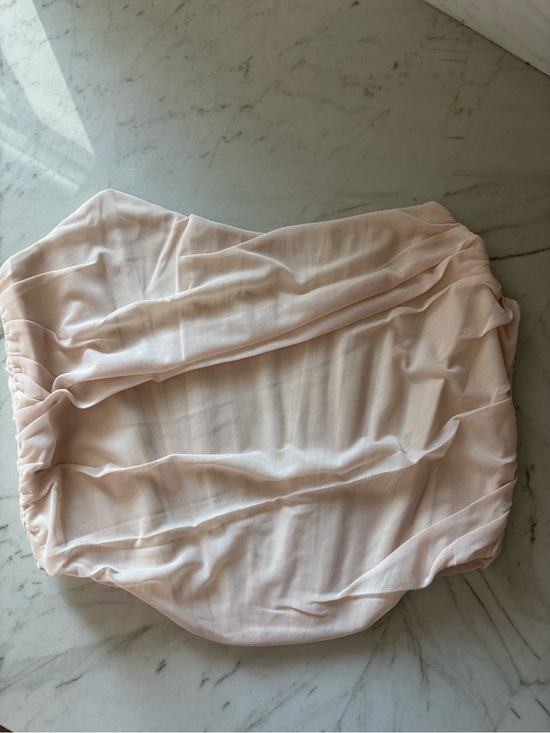 no brand Tops - Light nude Strapless White Ruched Women's Corset Cropped Top Size L NWT
